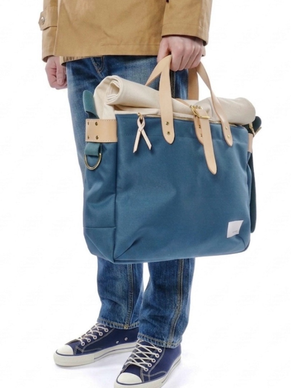 Nanamica - men’s Briefcase Tote bag Canvas & leather crossbody shoulder hand bag